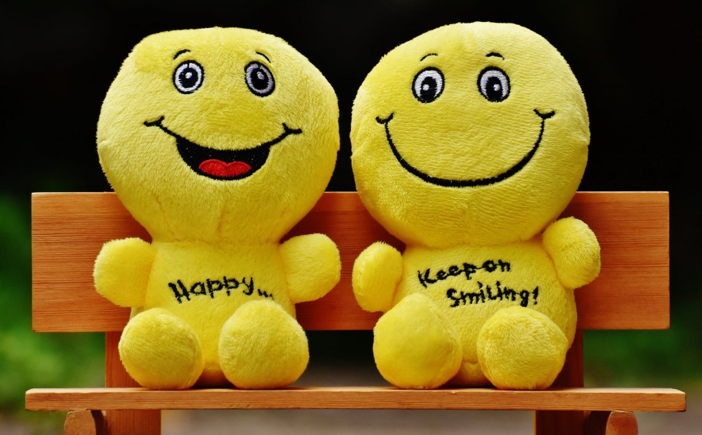 Two cuddly toys smiling, illustrating emotional resonance in financial websites