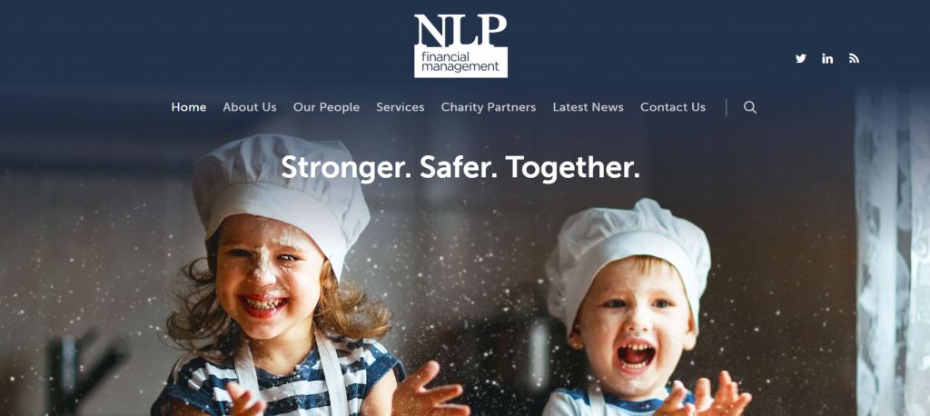 Screenshot of NLP homepage, a bespoke financial website design